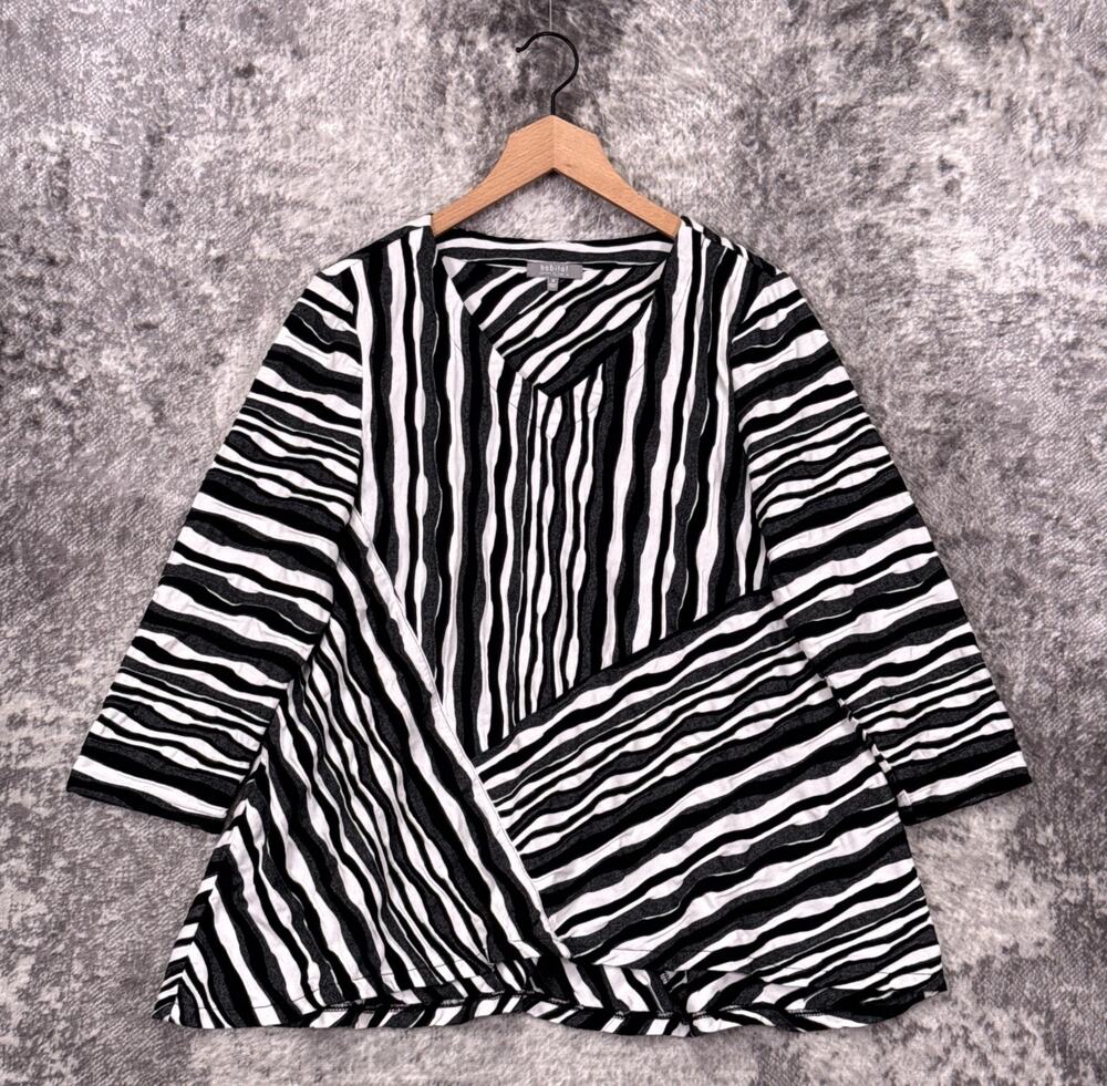 Habitat Clothes To Live In Top Medium Womens Geometric Wave Stripe Cotton